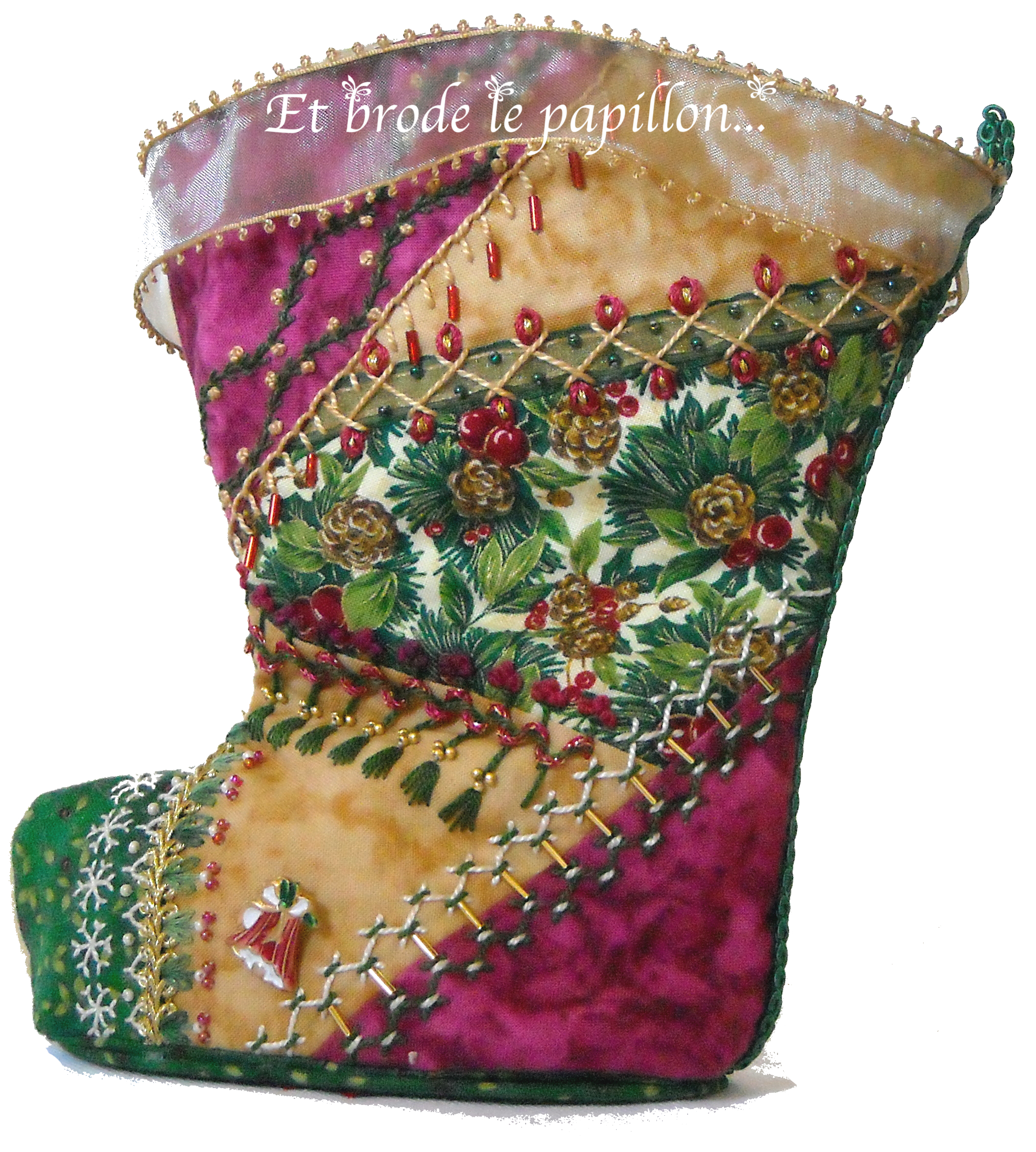 botte de noel en crazy quilt