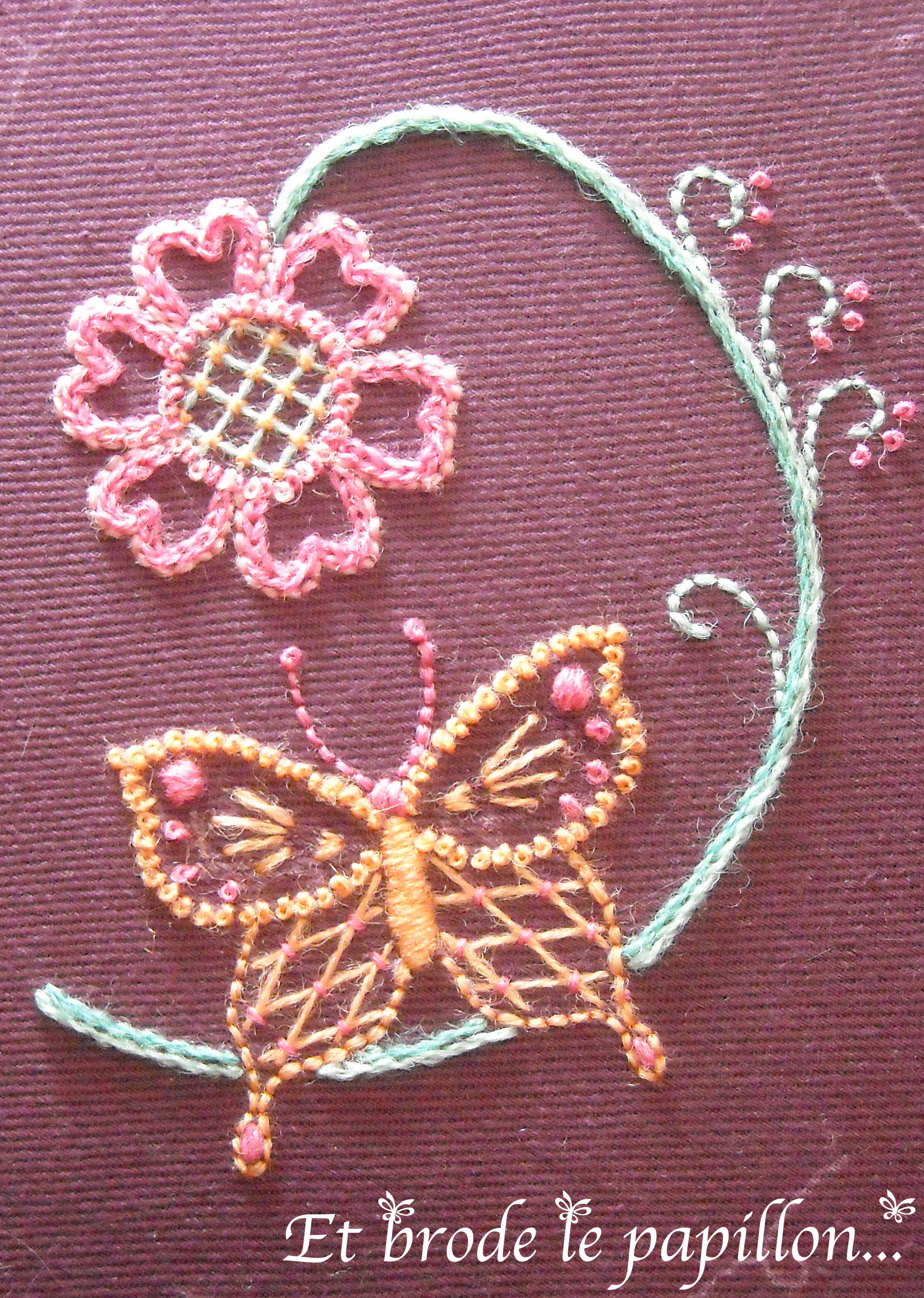 kit de broderie crewel - le papillon victorien